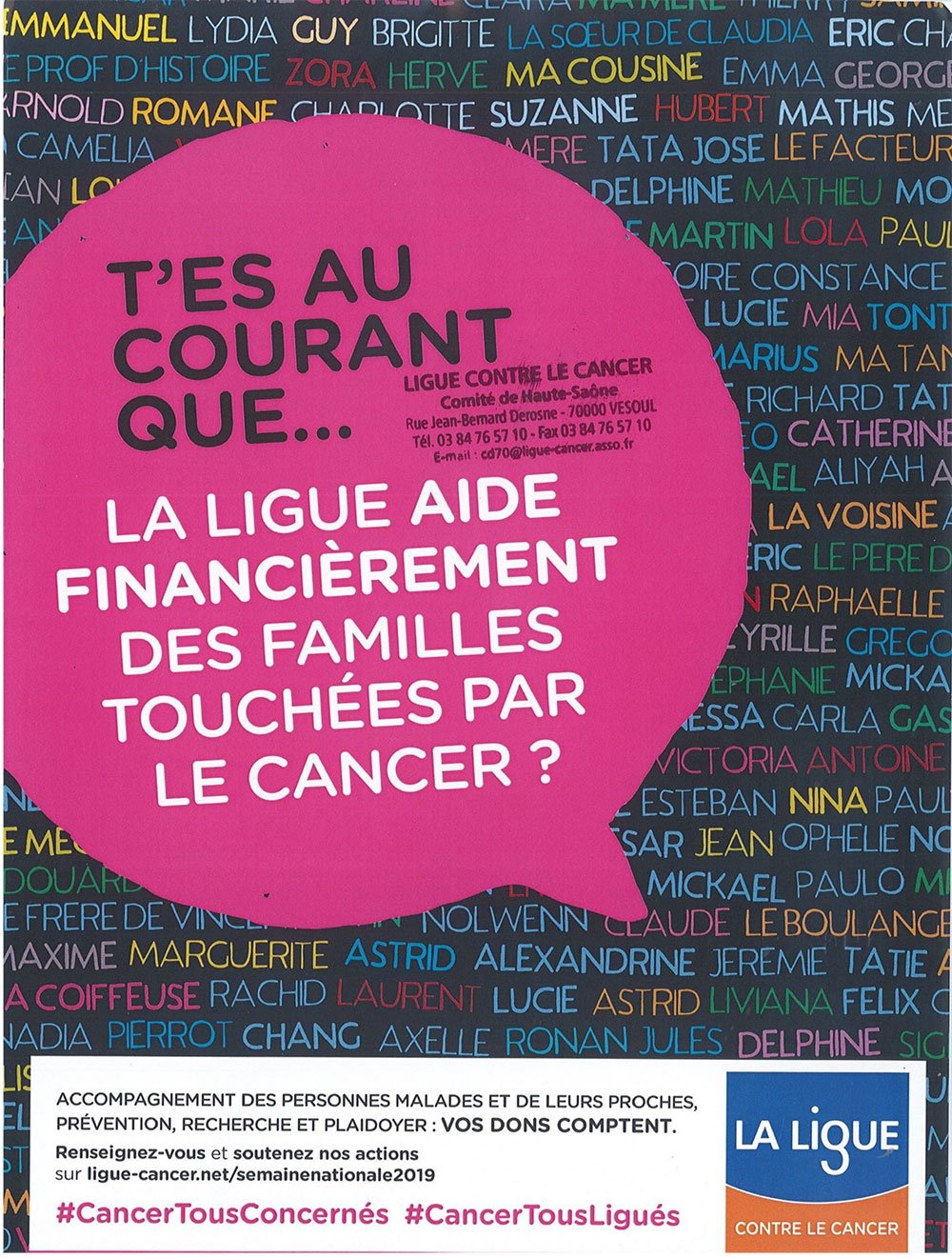 affiche aides financieres ligue cancer